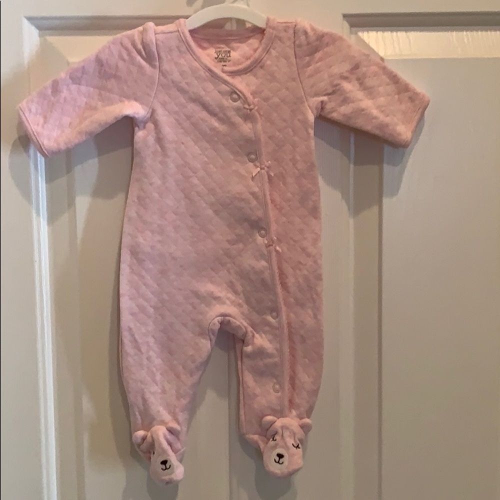 Baby bear feet pajamas with ribbon bows